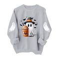 thumbnail image 3 of TKLPEHG Womens Halloween Sweatshirt 2026 Funny Cute Witch Hat Ghost Coffee Cup Graphic Long Sleeve Pullover Crewneck Comfy Holiday Tops Fall Clothes (Gray,L), 3 of 6