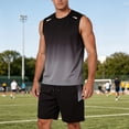 thumbnail image 2 of Gym Clothes for Men Workout Tank Shirts Sets Athletic 2-Piece Outfit Gradient Tank Shorts for Running Football Athletic Exercise Grey XXXL, 2 of 4