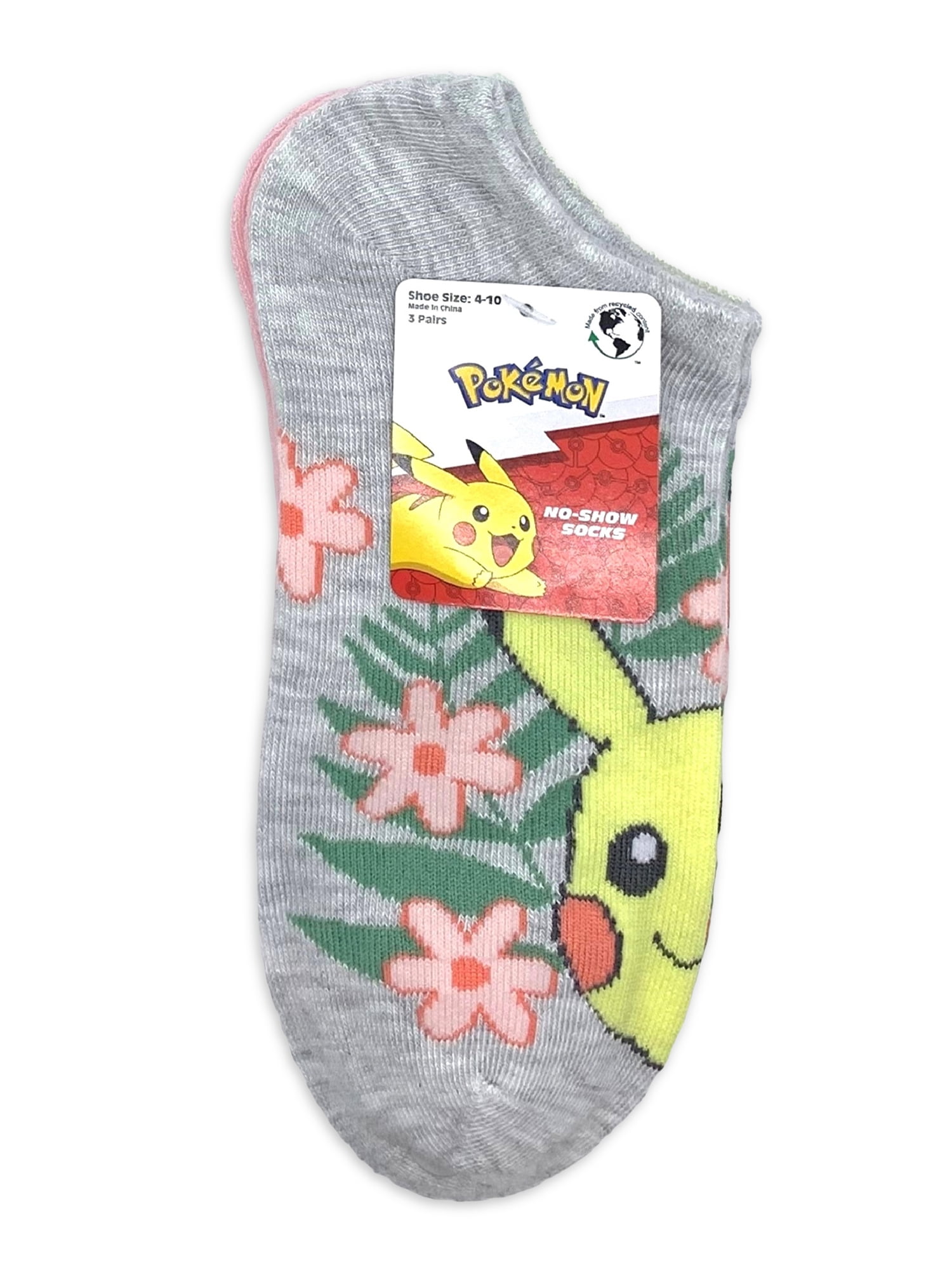 Pokemon Women's Print No Show Socks, 3-Pack, Shoe Size 4-10