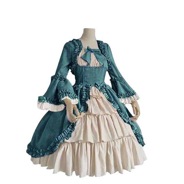 Vestido Lolita de palacio vintage para mujer, dulce princesa, cuello cuadrado, encaje, lazo, cintura alta, largo, gótico victoriano, vestido para niña