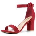 thumbnail image 1 of Sandalias De Tacón Alto Para Mujer Zapatilla Con Punta Abierta Correa De Tobillo Rojo 39, 1 of 7