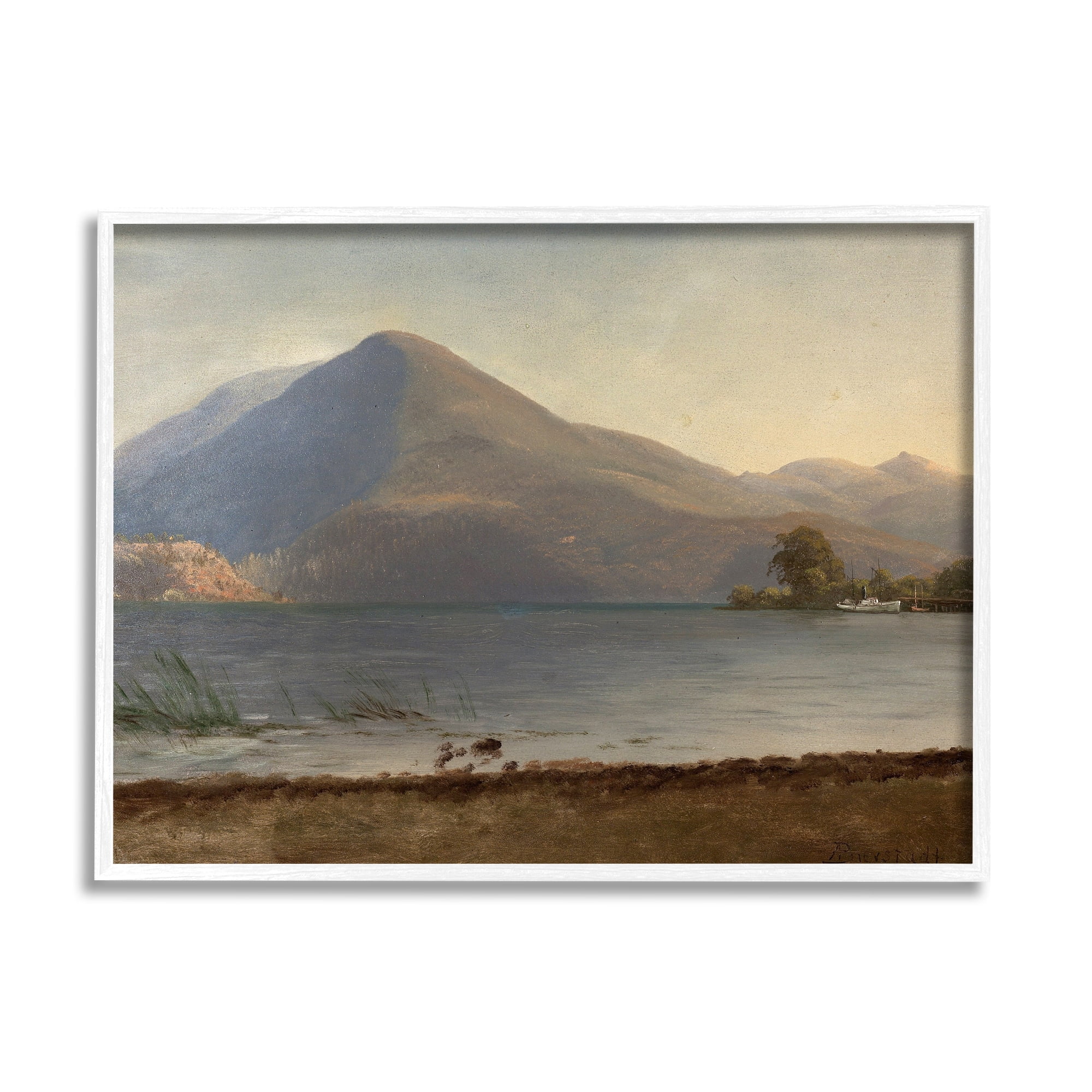 Stupell Industries On the Hudson Traditional Albert Bierstadt Painting Painting White Framed Art Print Wall Art, Design by one1000paintings