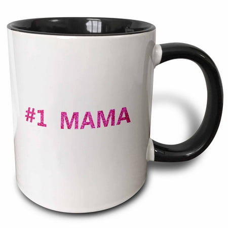 3dRose #1 Mama pink text - Number One Mom for worlds greatest and best moms - good for Mothers day, Two Tone Black Mug, (The Best Sniper In The World Black Ops 2)