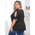 thumbnail image 7 of SHOWMALL Plus Size Tunic for Women Cold Shoulder Top Black Polka Dot 3X Blouse Short Sleeve Clothing V Neck Shirts Summer Clothes, 7 of 7