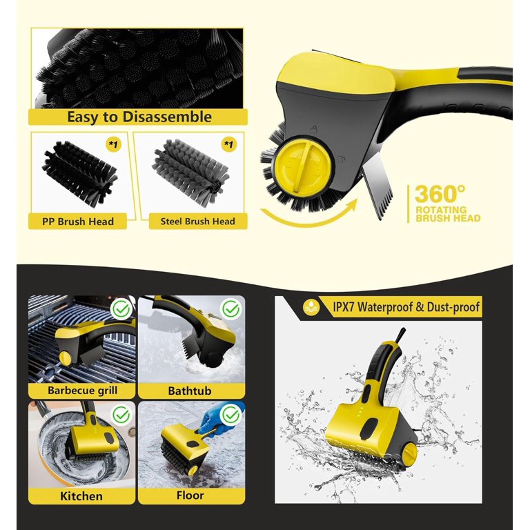 Horsepower Giddy Up Grill Brush – Bristle-Free, Rechargeable, 350 RPM Spinning Cleaner With LED