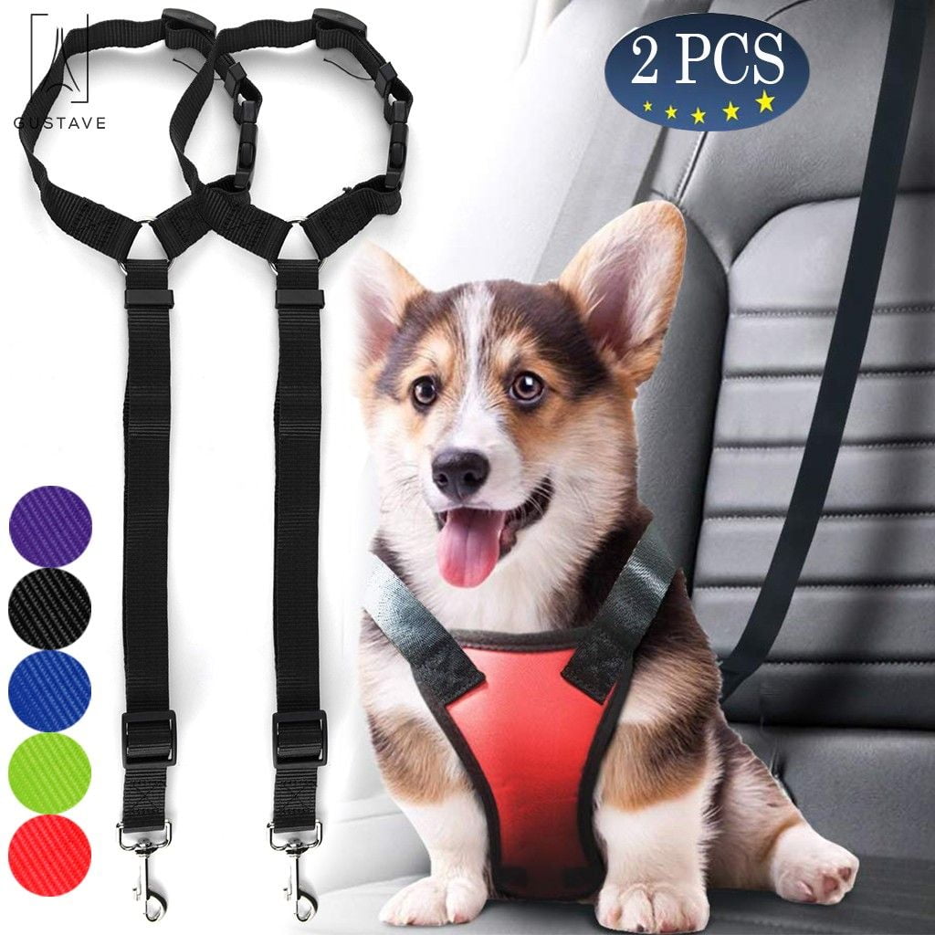 GustaveDesign 2Packs Adjustable Pet Leash Seat Belt for Dogs and Cats
