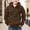 Brown, variant on Boys Solid Color Half-Zip Hooded Sweatshirt, Casual Long Sleeve Pullover with Chest Pockets & Kangaroo Pocket, Fall Winter Warm Hoodie for Kids, Beige 110