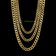 thumbnail image 4 of Collar de acero inoxidable chapado en oro de 18 quilates con cadena cubana esmerilada de doble cara para hombres, 4 of 5