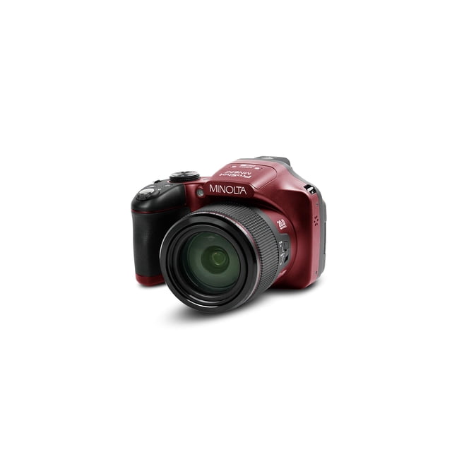 Minolta Pro Shot 20MP HD Digital Camera with 67x Zoom, 1080p Video & 16GB SD Card (Red)