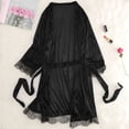 thumbnail image 4 of Ropa de dormir sexy para mujerconjunto de pijama con pantalón corto y top de encaje de seda (negro 2XL) Ndcxsfigh Para estrenar, 4 of 9