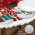 thumbnail image 3 of Red Snowman Round Tablecloth, Fitted Table Cover with Elastic for 45"-54" Round Tables, Christmas Winter Snowflake Xmas Tree Table Cloth Outdoor Indoor Dinning Party Waterproof Tablecloths, 3 of 7