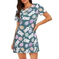 thumbnail image 1 of Fotbe Cute Rabbit Easter Bata de Dormir para Mujer con Estampado, Camisón de Algodón de Manga Corta, Ropa de Dormir Casual, 1 of 6