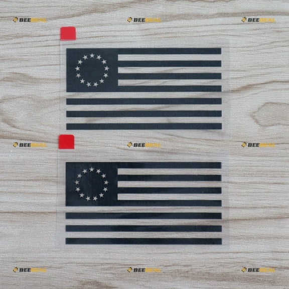2X Black 4" Betsy Ross Flag Decal Sticker 1777-1795 US American Car Vinyl no bkgrd die Cut