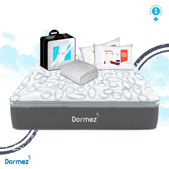 Colchón Regy Matrimonial + Blanco + 2 Almohadas Stándar Dormez Anti-Estrés Regiomontana