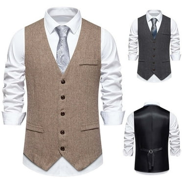 Tejiojio Men's Muscle T-Shirt, New Mens Blazer V-neck Printing Single Breasted Slim Waistcoat V-Neck Tank Top