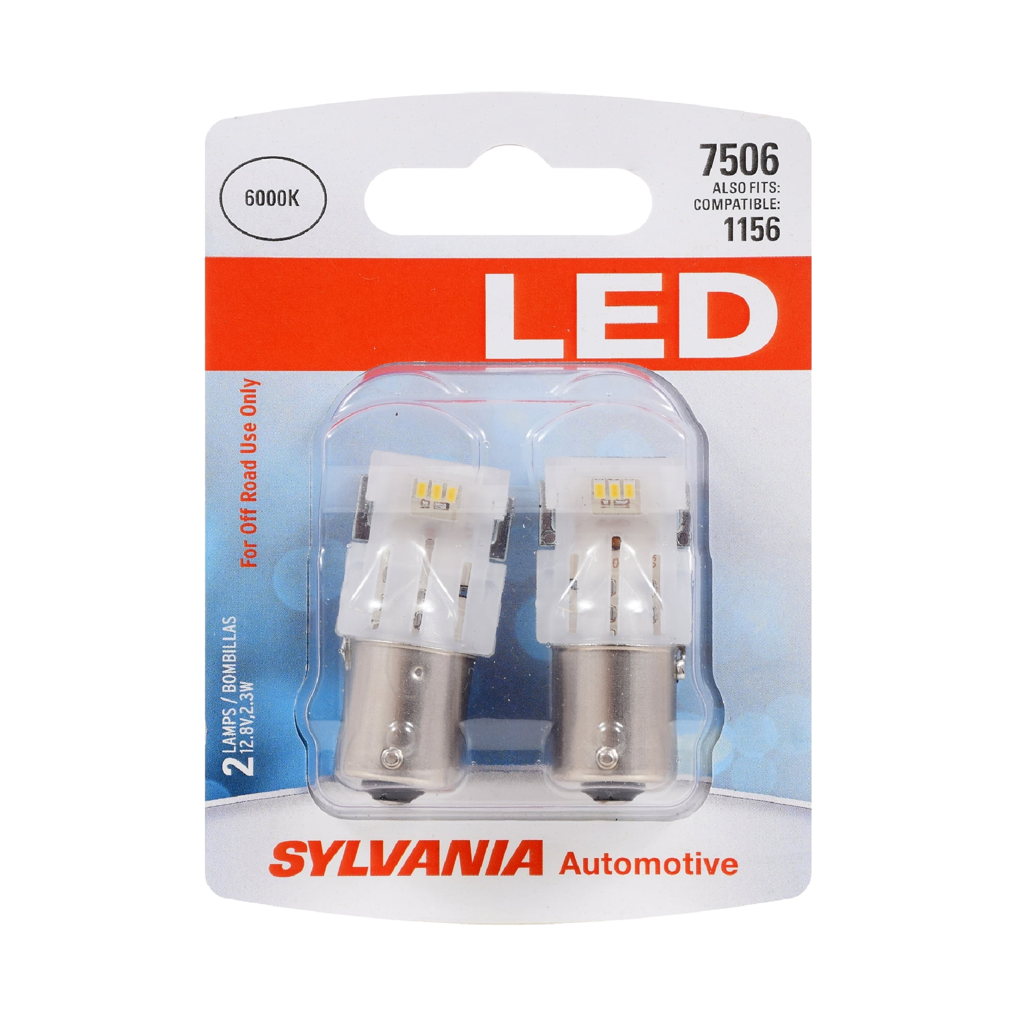 Sylvania 7506 LED White Mini Automotive Bulbs, Pack of 2.