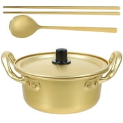 1 Set Hot-pot Pot Double Handle Pot Noodle Cooking Pot Aluminum Wok with Spoon
