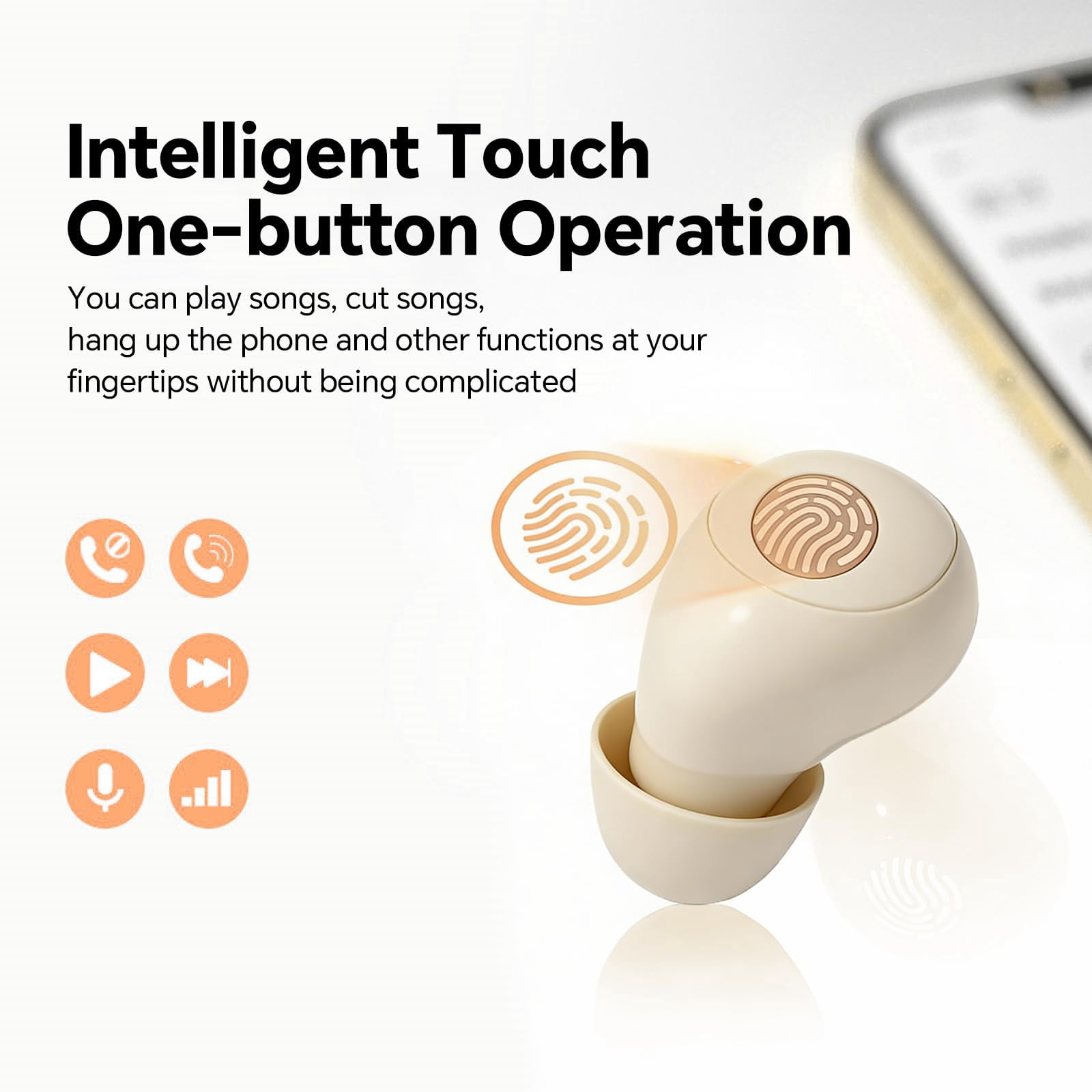Invisible Mini Earbuds Wireless Bluetooth Small Headphones Low Profile Micro Smallest Tiny Discreet Hidden Headphones for Work Invisible Sleep Wireless Earphone for Small Ear Canals