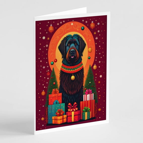 Black Briard Holiday Christmas Greeting Cards Pack of 8 7 in x 5 in
