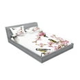 thumbnail image 2 of Ambesonne Colorful Fitted Sheet & Pillow Sham Set, Hummingbirds on Branches, Queen, Multicolor, 2 of 2