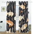thumbnail image 2 of Fish Leaves Yellow Black Out Curtains 84 Inch Length Curtains for Sliding Glass Doors Bedroom Living Room 2 Pack, 2 of 6