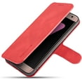 thumbnail image 5 of PU Leather Case for Samsung Galaxy S7 Edge, Vintage Retro Premium Wallet Flip Cover TPU Inner Shell [Card Slots] [Magnetic Closure] Stand Function Folio Shockproof Full Protection - Red, 5 of 16