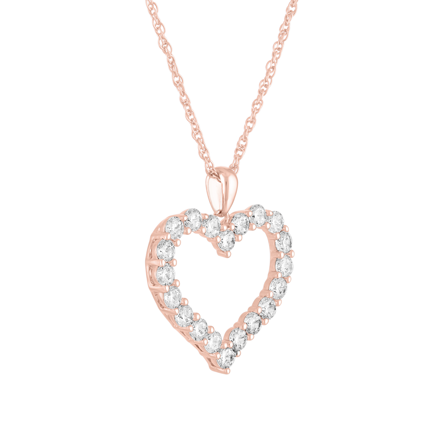 Simulated Diamond Heart Pendant 14kt Rose Gold Plated