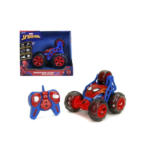 Jada Marvel Spider-Man 5-Wheel RC Stunt Car with Light-Up Effects and 360° Rotation