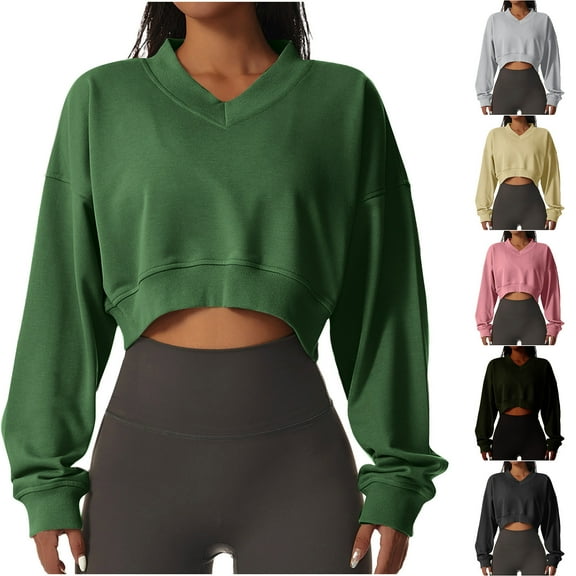Xunlbb Sweatshirt for Women,Women's Fashion Long Sleeve Round-Neck Pullover Hoodless Fleece Warm Solid Color Tops Sweatshirts Crop Tops Fashion,S-2XL