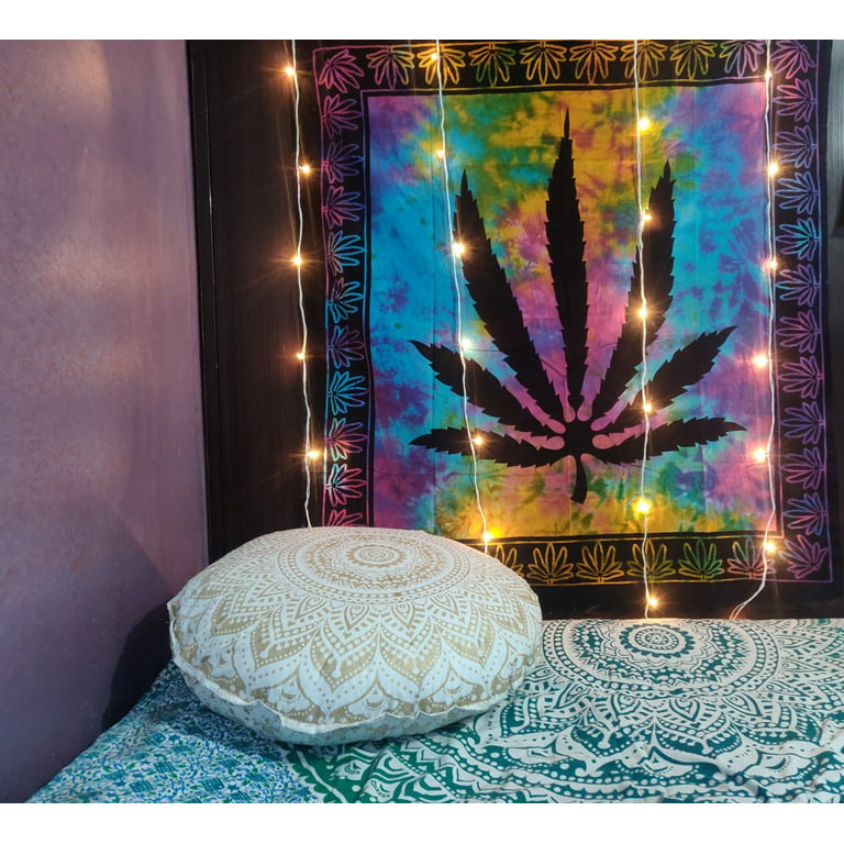 ICC Weed Tapestry Marijuana Wall Hanging leaf Poster Cannabis Hippie Decor  Pot Flag Collage Dorm Trippy Bohemian Art psychedelic Small Hippie Rasta  Ganja Cheap Tapestries 54 x 60 Inches Multicolor 