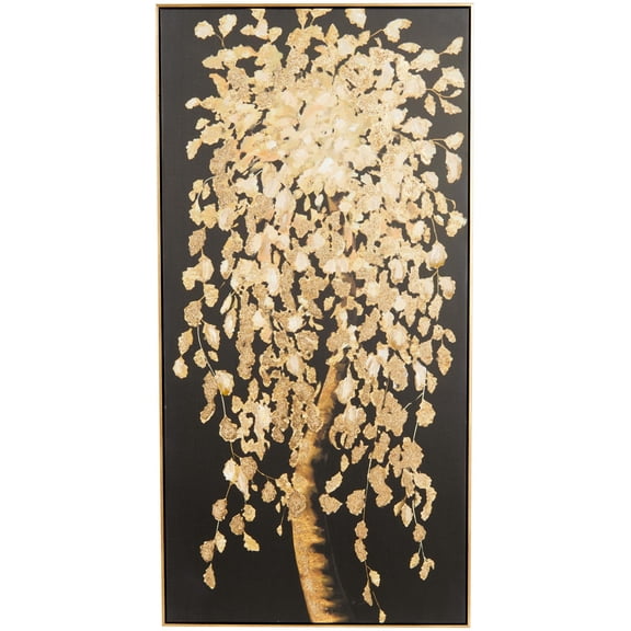 30" x 59" Tree Framed Wall Art with Gold Foil Accents, by DecMode