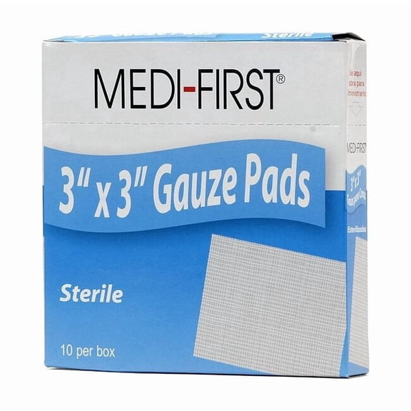 Medi-First Gauze Pad, Cotton Blend Gauze, PK10 61212
