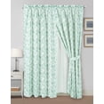 thumbnail image 2 of Chezmoi Collection 4-Piece Floral Leaves Window Curtain Set with Sheer Backing, Green White Leaves Printed Microfiber, 120 inch x 84 inch, 2 of 9