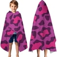 thumbnail image 3 of Pink and Black Of Leopard Print Hooded Bath Towel，60"x35" for Ages 3 To 12 Kids, Quick Dry Lightweight Soft Microfiber Hood Beach Towel Cover Up for Kids, 3 of 7