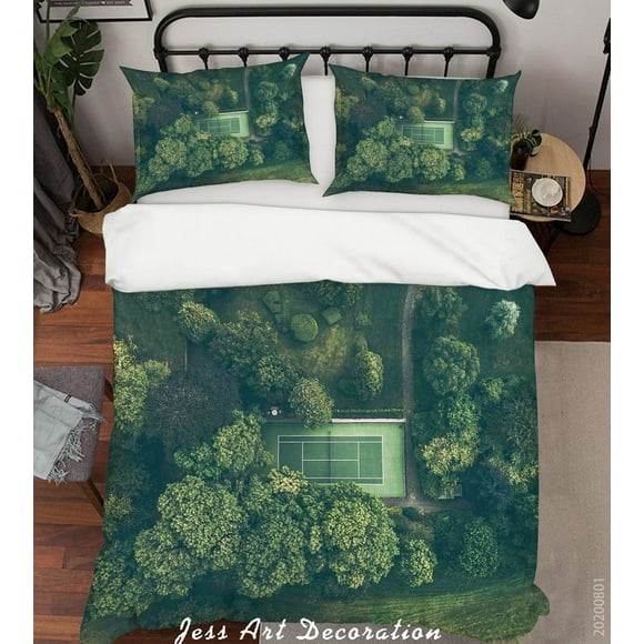 3D Forest Tennis Court Quilt Cover Set Bedding Set Duvet Cover Pillowcases LXL