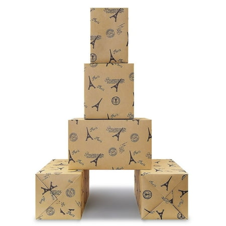 Paris Wrapping Paper, PresNok 4 Sheets Gift Wrap Paper French Paris Eiffel Tower, Kraft Wrap paper for Wedding, Birthday, Bridal Showers, Valentine's Day, National Day, Travel Souvenirs Packing