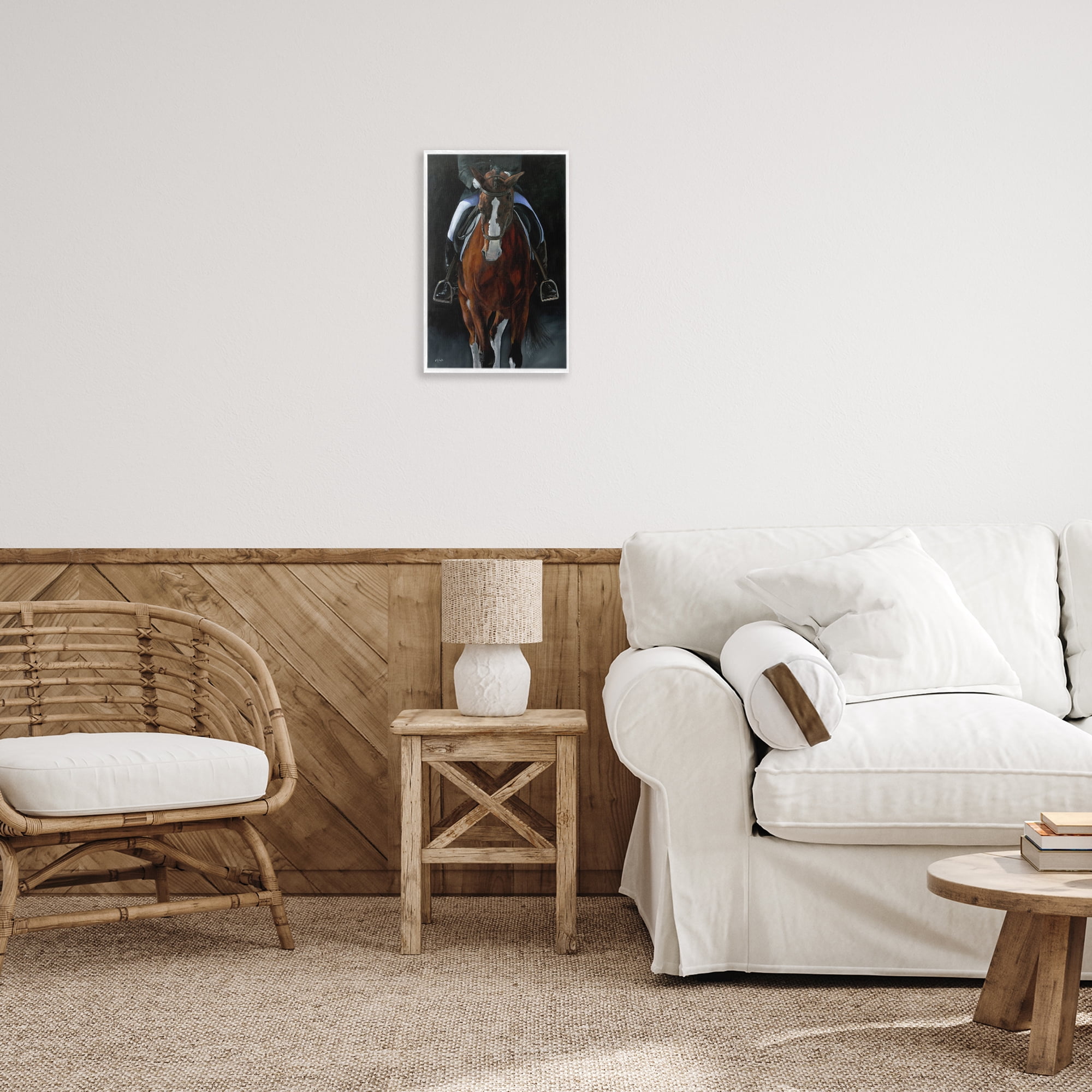 Stupell Industries Balance Trotting Horse Animals & Insects Painting White Framed Art Print Wall Art, 12 x 18