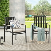 Iwicker Outdoor Aluminum Dining Chairs, Set of 2 All Weather Stackable Patio Dining Chairs with Cushions for Outside Lawn, Garden, Backyard
