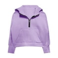 thumbnail image 5 of Girls Half Zip Sweatshirt Girls Hoodies Loose Casual Sweatshirts Thumb Hole Hoodie Warm Pullover Long Sleeve Shirts with Pockets Comfy Fall Fleece Jumper Activewear, 5 of 6