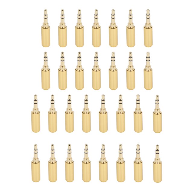 30 piezas de conector de audio para auriculares de 3,5 mm chapado en oro de 2 canales estéreo equilibrado conector de repuesto