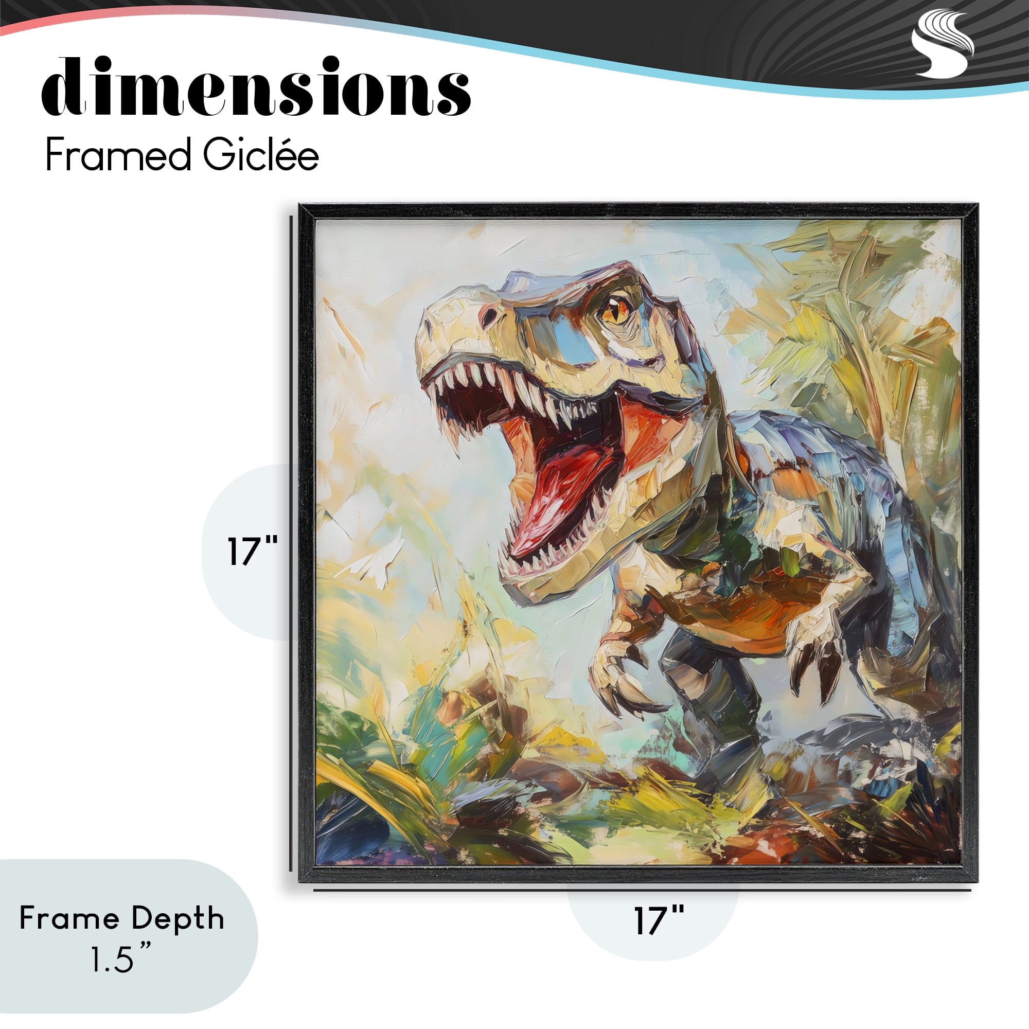 Stupell Industries Enchanting T-Rex Roar Black Framed Giclee Art, design by Creative Studio