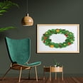 thumbnail image 2 of Christmas Wall Art with Frame, Wreath Evergreen with Candy Cane Stockings Mistletoe Berries on Door, Printed Fabric Poster for Bathroom Living Room, 35" x 23", Green White, by Ambesonne, 2 of 2