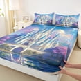 thumbnail image 4 of Feelyou 3D Western Castle Twin Sheet Sets for Kids, Dreamy Stars Galaxy Twin Fitted Sheet, Kawaii Princess Flat Sheet, Microfiber Bedroom Decor, 3-Piece, 4 of 8