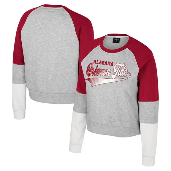 Girls Youth Colosseum Heather Gray Alabama Crimson Tide Katinka Rhinestone Pullover Sweatshirt