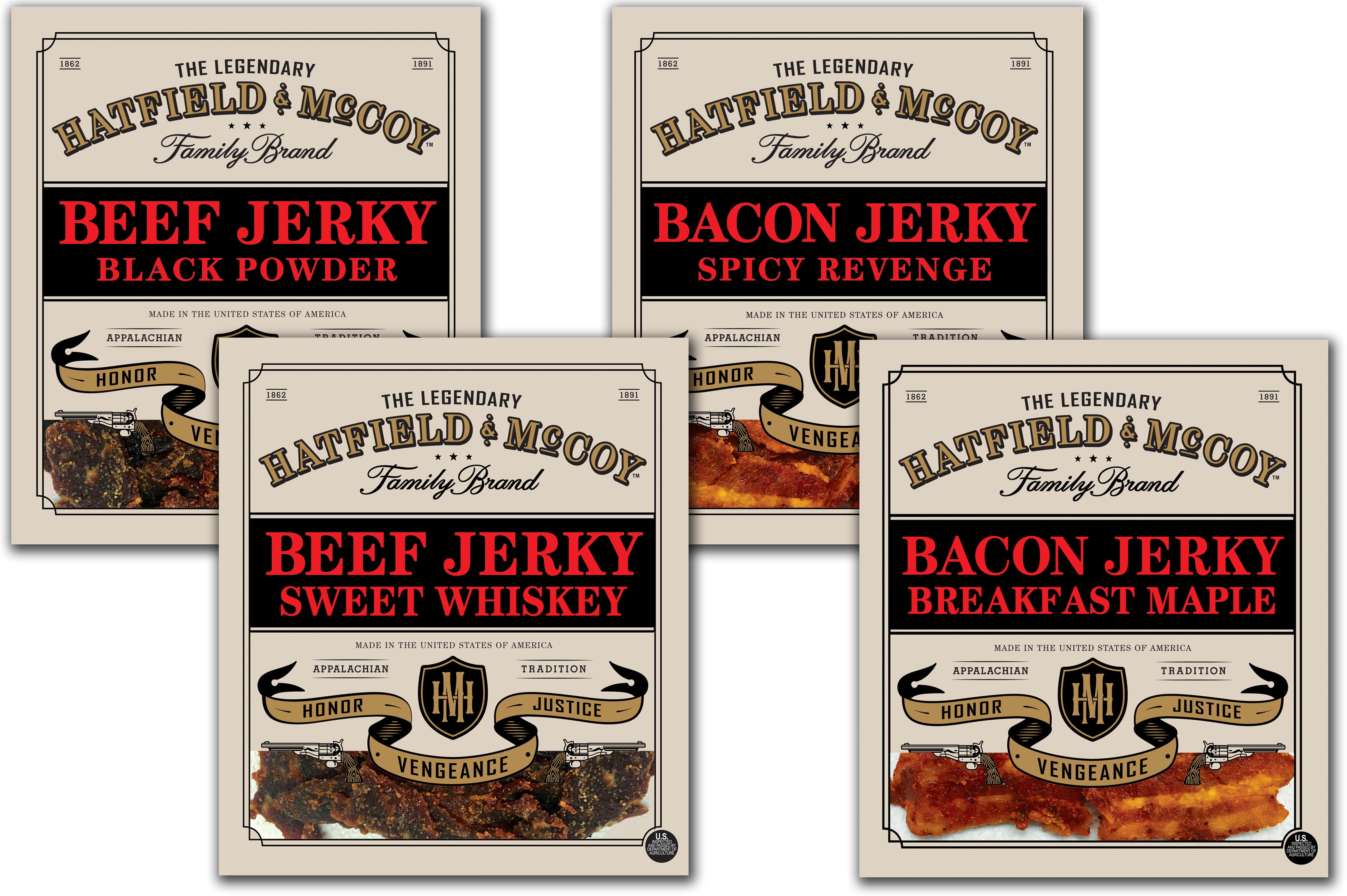 Hatfield & McCoy Jerky Variety Flavor 4 Pack, 10 Ounces Total