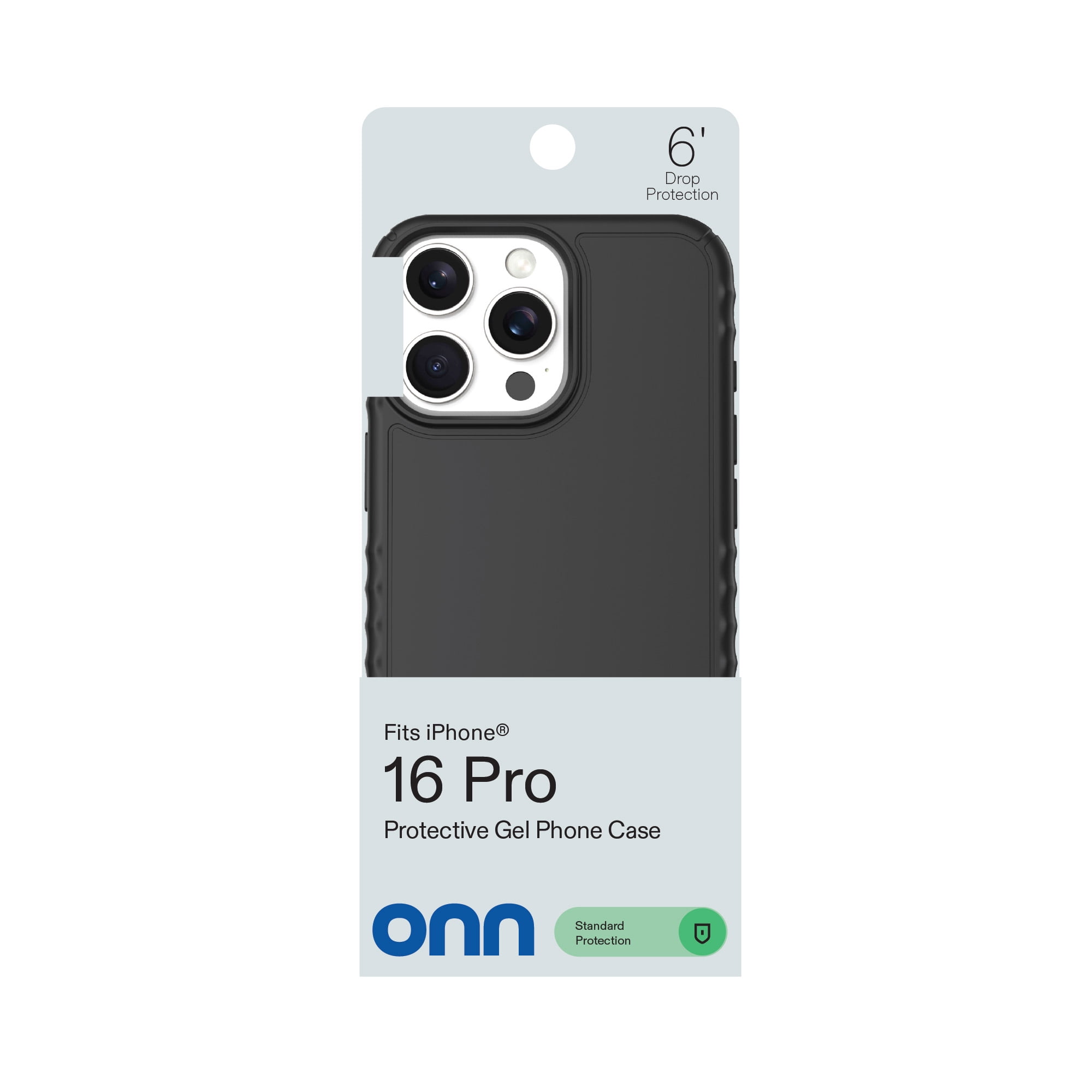 onn Protective Gel Phone Case for iPhone 16 Pro - Black