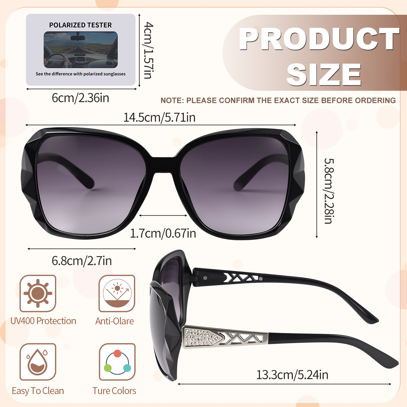 Bocaoying 4-Pack Polarized Oversized Sunglasses photo 2