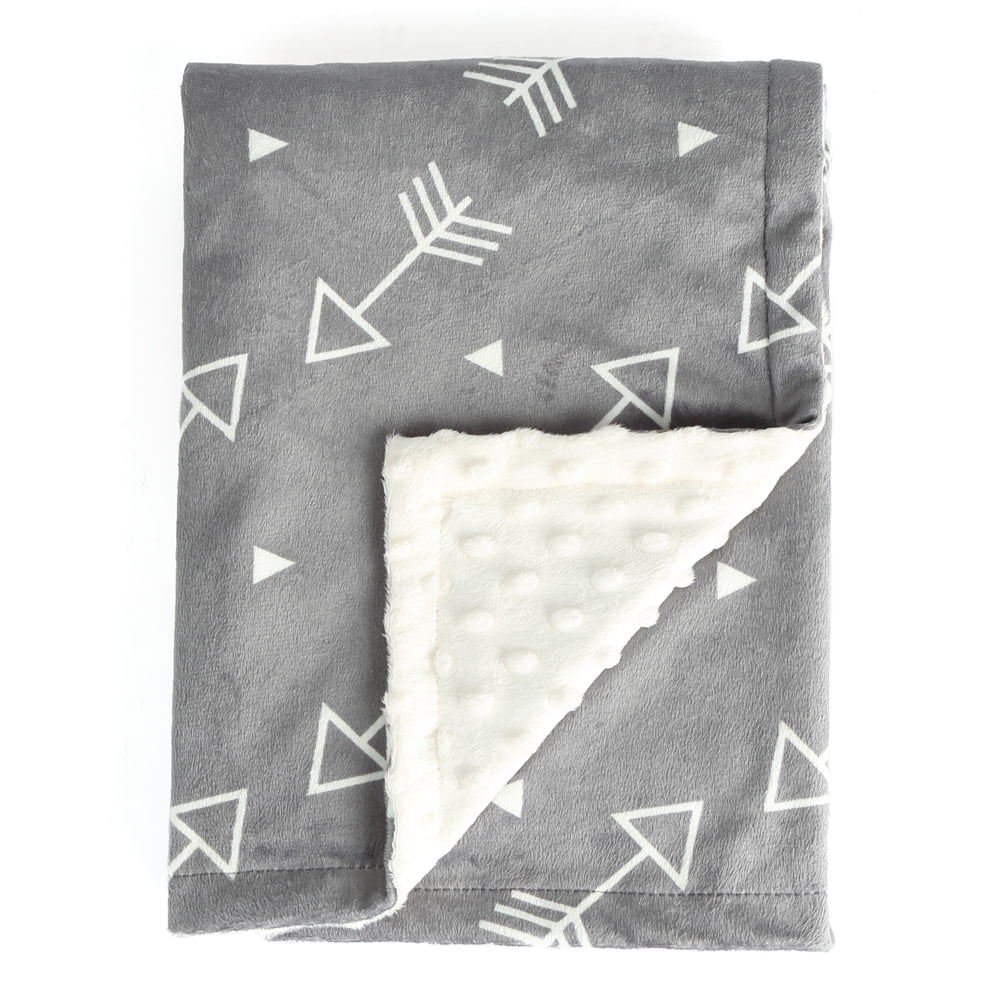 Gray bear Baby Blanket for Boys Soft Minky with Double Layer Dotted Backing 