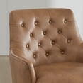 thumbnail image 6 of CHITA Swivel Barrel Accent Chair, Tufted Upholstered Arm Chair with Wood Base for Living Room Bedroom, Faux Leather in Saddle Brown, 6 of 13