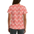 thumbnail image 4 of Womens V Neck Printed Scrub Tops Plus Size Medical Nursing Tops Scrubs with Pocket Pink 5XL, 4 of 5